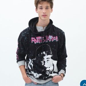 Philcos Poetic Justice Hoodie Tupac Graphic Pullover Splatter Black L